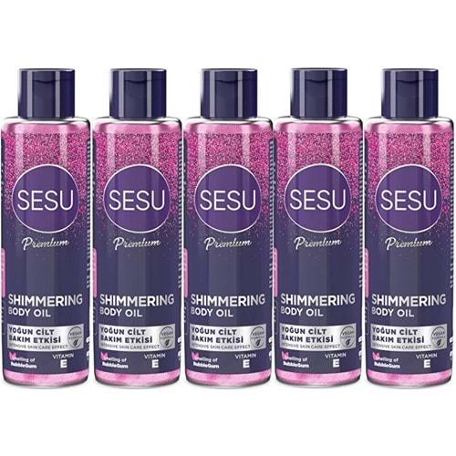 Sesu Simli Cilt Bakım Yağı 150ML (Shımmering Body Oıl) (5 Li Set)