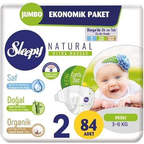 Sleepy Bebek Bezi Naturel Beden:2 (3-6Kg) Mini 84 Adet Jumbo Ekonomik Pk