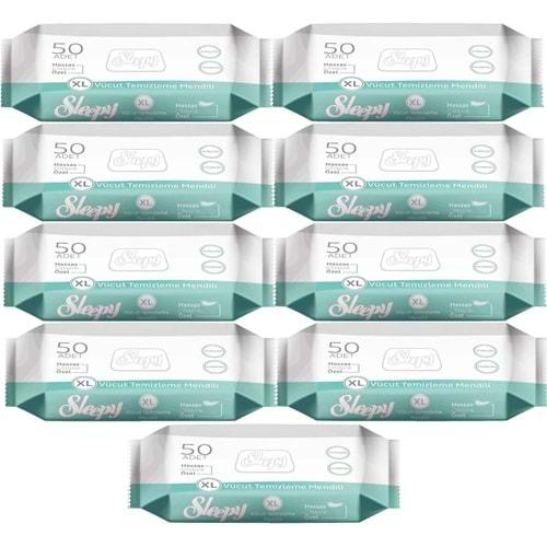 Sleepy Hasta Vücut Temizleme Islak Mendil Havlu 50 Yaprak XL (9 Lu Set)