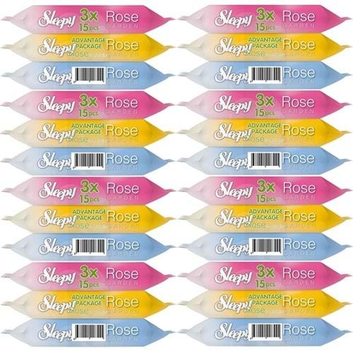 Sleepy Islak Havlu Cep Mendil 15 Yaprak (24 Lü Set) Rose/Garden (8PK*3) 360 Yaprak