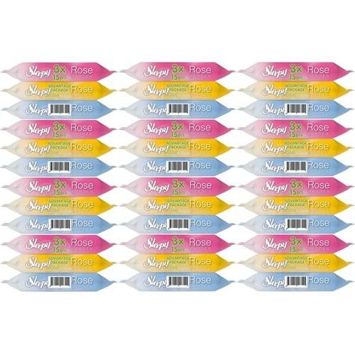 Sleepy Islak Havlu Cep Mendil 15 Yaprak (36 Lı Set) Rose/Garden (12PK*3) 540 Yaprak