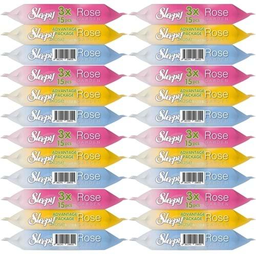 Sleepy Islak Havlu Cep Mendil 15 Yaprak (24 Lü Set) Travel Pk Rose/Garden (8PK*3) 360 Yaprak