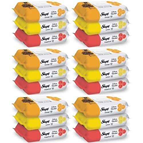 Sleepy Islak Havlu Mendil Meyve Çeşitleri 90 Yaprak (18 Li Set) Plastik Kapaklı (Citrus Garden)