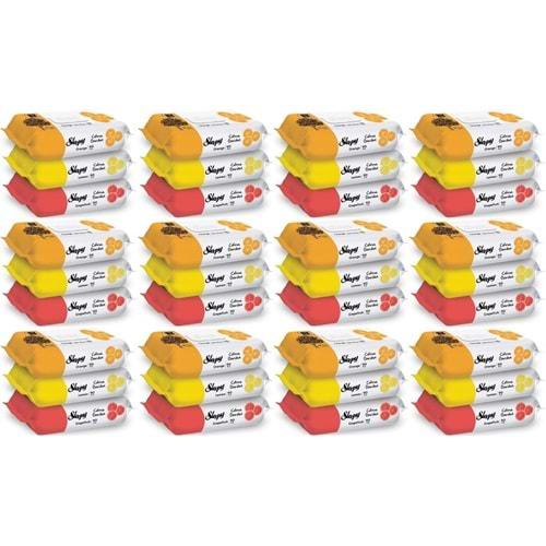 Sleepy Islak Havlu Mendil Meyve Çeşitleri 90 Yaprak (36 Lı Set) Plastik Kapaklı (Citrus Garden)