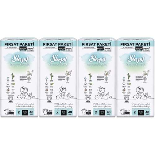 Sleepy Bebek Bezi Bio Natural Beden:2 (3-6KG) Mini 192 Adet Avantaj Fırsat Pk