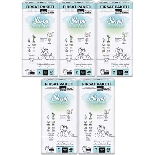Sleepy Bebek Bezi Bio Natural Beden:2 (3-6KG) Mini 240 Adet Mega Fırsat Pk