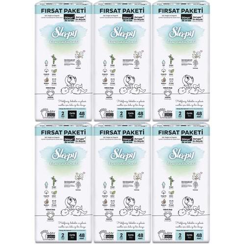 Sleepy Bebek Bezi Bio Natural Beden:2 (3-6KG) Mini 288 Adet Ekstra Fırsat Pk