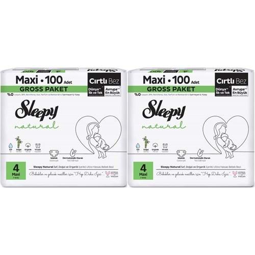 Sleepy Bebek Bezi Natural Beden:4 (7-14KG) Maxi 200 Adet Ekonomik Ultra Pk