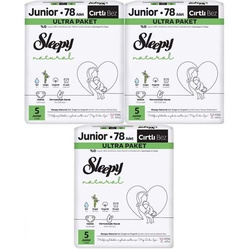 Sleepy Bebek Bezi Natural Beden:5 (11-18KG) Junior 234 Adet Aylık Ultra Pk