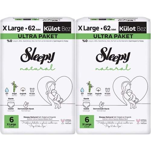 Sleepy Külot Bebek Bezi Natural Beden:6 (15-25KG) Extra Large 124 Adet Ekonomik Ultra Pk