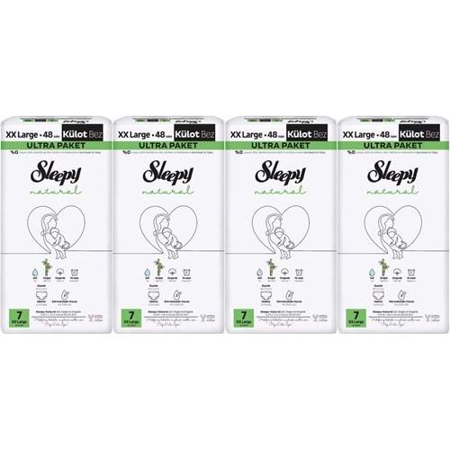Sleepy Külot Bebek Bezi Natural Beden:7 (20-30KG) XX Large 192 Adet Avataj Ultra Pk