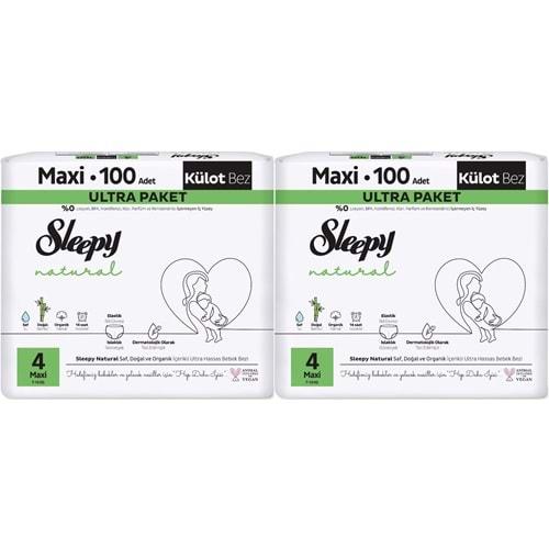Sleepy Külot Bebek Bezi Natural Beden:4 (7-14KG) Maxi 200 Adet Süper Ekonomik Gross Pk