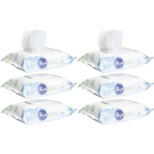 Sleepy Islak Havlu Mendil Pamuklu Yenidoğan Natural Bambu 40 Yaprak 6 Lı Set (240 Yaprak)