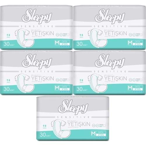 Sleepy Yetişkin Hasta Bezi Bel Bantlı M - Orta - Medium 150 Adet (5PK*30)