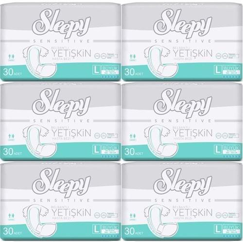 Sleepy Yetişkin Hasta Bezi Bel Bantlı L - Large - Büyük 180 Adet (6PK*30)