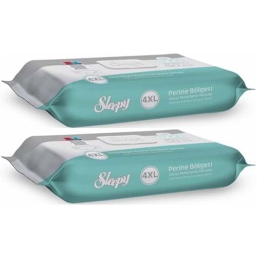 Sleepy Perine Bölgesi ve Vücut Temizleme Islak Mendil Havlu 50 Yaprak (Ebat 4XL) (2 Li Set)