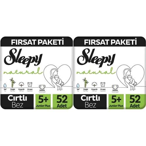 Sleepy Bebek Bezi Naturel Beden:5+ (13-20Kg) Junior Plus 104 Adet Ekonomik Fırsat Pk