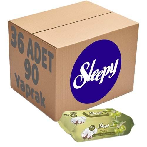 Sleepy Islak Havlu Mendil 90 Yaprak 36 Lı Set Pamuk&Zeytin Yağlı Plastik Kapaklı