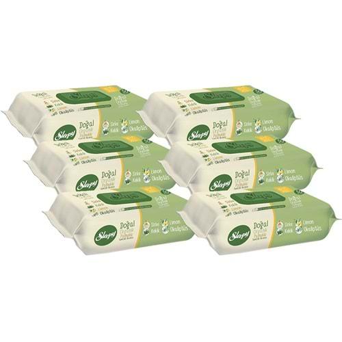 Sleepy Islak Havlu Mendil Doğal Organik Pamuklu 50 Yaprak Plastik Kapaklı (6 Lı Set) 300 Yaprak