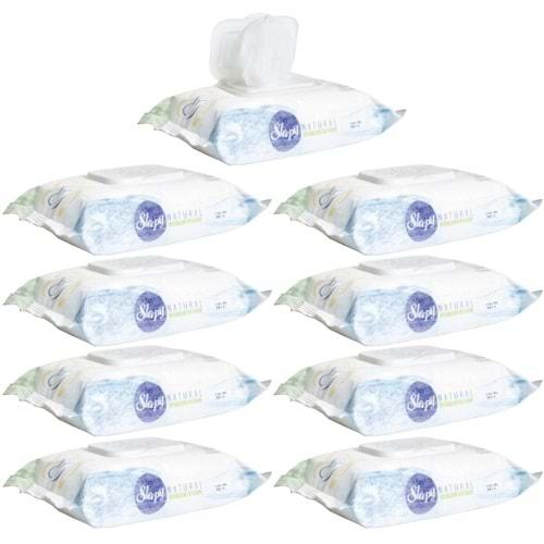 Sleepy Islak Havlu Mendil Pamuklu Yenidoğan Natural Bambu 40 Yaprak 9 Lu Set (360 Yaprak)