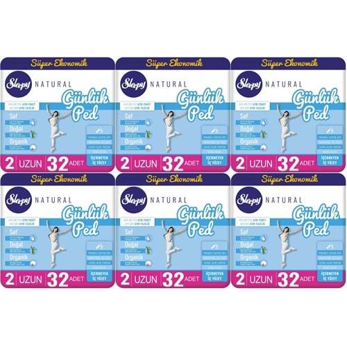 Sleepy Natural Günlük Ped Uzun 192 Adet Süper Ekonomik Pk (6PK*32)