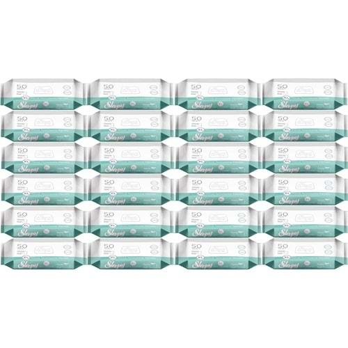 Sleepy Hasta Vücut Temizleme Islak Mendil Havlu 50 Yaprak XL 24 Lü Set
