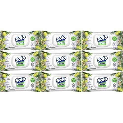Solo Islak Havlu Mendil 50 Yaprak Limon & Biberiye (9 Lu Set) (3PK*3) 450 Yaprak