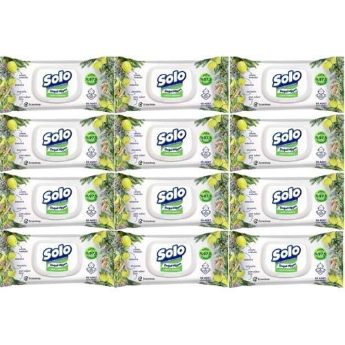 Solo Islak Havlu Mendil 50 Yaprak Limon & Biberiye (12 Li Set) (4PK*3) 600 Yaprak