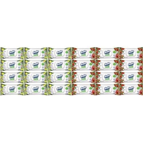 Solo Islak Havlu Mendil 50 Yaprak Limon & Biberiye-Elma Sirkesi & Karbonat (24 Lü Karma Set)