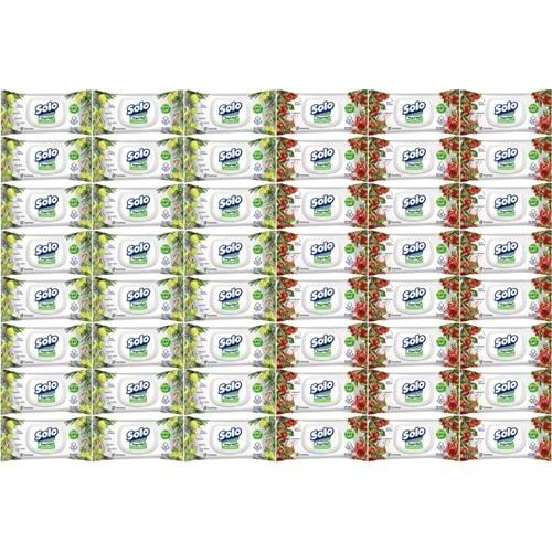 Solo Islak Havlu Mendil 50 Yaprak Limon & Biberiye-Elma Sirkesi & Karbonat (48 Li Karma Set)