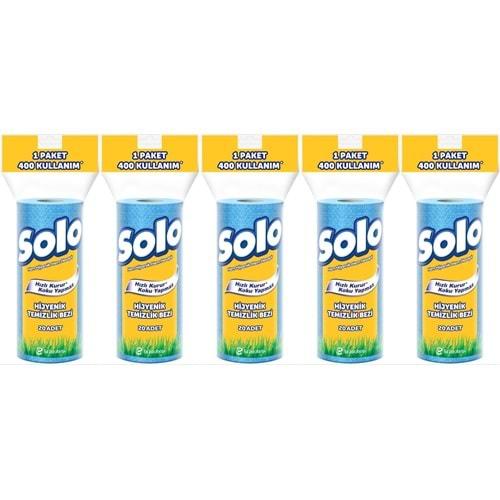 Solo Hijyenik Temizlik Bezi (İç adet 20 Li) (Kokusuz ve Hızla Kuruyan) (5 Li Set)