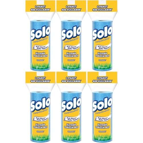 Solo Hijyenik Temizlik Bezi (İç adet 20 Li) (Kokusuz ve Hızla Kuruyan) (6 Lı Set)