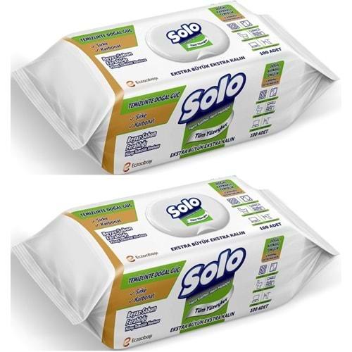 Solo Yüzey Temizlik Havlusu - Mendili 100 Yaprak Beyaz Sabun Ferahlığı (2 Li Set) 200 Yaprak