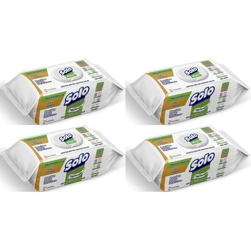 Solo Yüzey Temizlik Havlusu - Mendili 100 Yaprak Beyaz Sabun Ferahlığı (4 Lü Set) 400 Yaprak