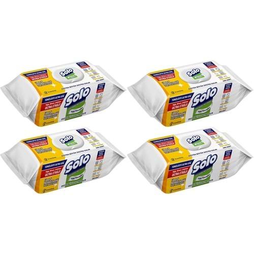 Solo Yüzey Temizlik Havlusu - Mendili 100 Yaprak Limon & Portakal Tazeliği (4 Lü Set) 400 Yaprak