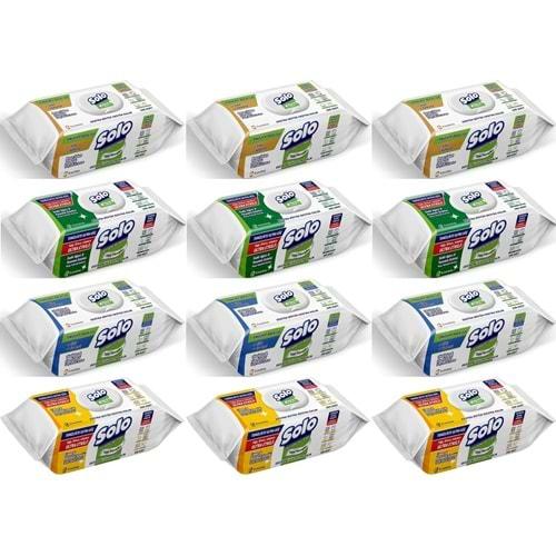 Solo Yüzey Temizlik Havlusu (Beyaz Sabun/Sedir/Okaliptus/Limon) (Karma 12 Li Set) 1200 Yaprak