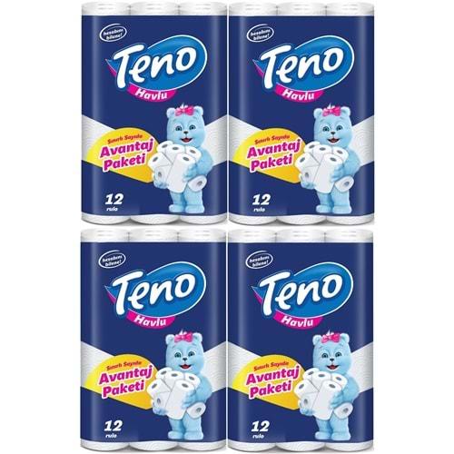 Teno Ultra Kağıt Havlu Çift Katlı 48 Li Paket (4PK*12) (Avantaj Pk Serisi)