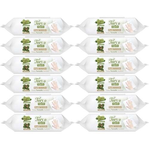 Turco Doğadan Pratik Yüzey Temizlik Havlusu 100 Yaprak Yeşil Sabun/Yeşil Çam (12 Li Set) 1200 Yaprak