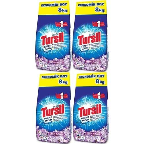 Tursil Matik Toz Çamaşır Deterjanı 32KG Leylak Bahçesi (212 Yıkama) Renkli/Beyazlar (4PK*8KG)