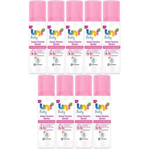 Uni Baby Kolay Saç Tarama Spreyi 200ML (Yeni) Zor Taranan Saçlara Özel (9 Lu Set)