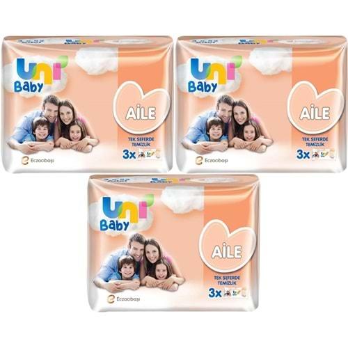 Uni Baby Islak Havlu Mendil Aile 52 Yaprak (9 Lu Set) 468 Yaprak (3PK*3)