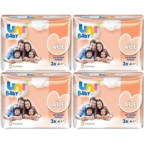 Uni Baby Islak Havlu Mendil Aile 52 Yaprak (12 Li Set) 624 Yaprak (4PK*3)