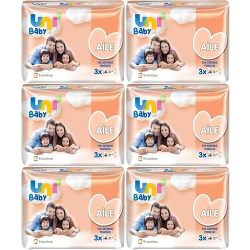 Uni Baby Islak Havlu Mendil Aile 52 Yaprak (18 Li Set) 936 Yaprak (6PK*3)
