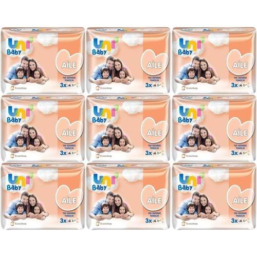 Uni Baby Islak Havlu Mendil Aile 52 Yaprak (27 Li Set) 1404 Yaprak (9PK*3)
