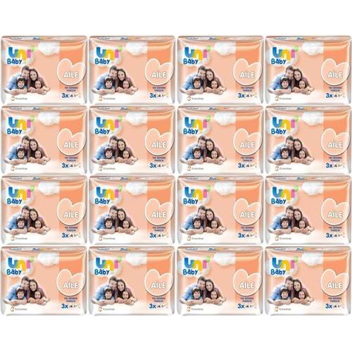 Uni Baby Islak Havlu Mendil Aile 52 Yaprak (48 Li Set) 2496 Yaprak (16PK*3)