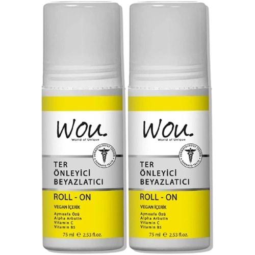 Wou World Of Unique Roll-On Unisex Deodorant 75ML Ter Önleyici Beyazlatıcı (2 Li Set)