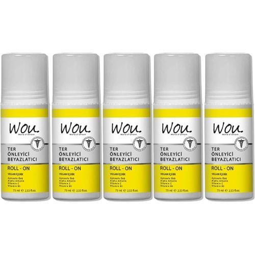 Wou World Of Unique Roll-On Unisex Deodorant 75ML Ter Önleyici Beyazlatıcı (5 Li Set)