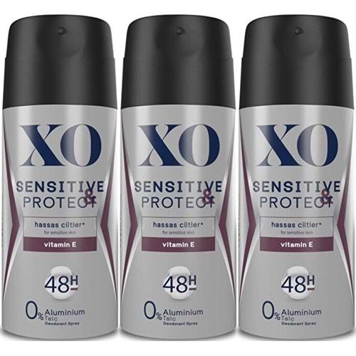 XO Deodorant 150ML Men-Erkek Sensitive & Protect (3 Lü Set)