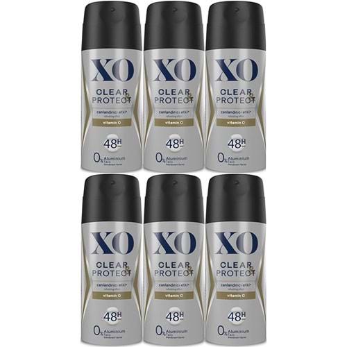 XO Deodorant 150ML Men-Erkek Clear & Protect (6 Lı Set)