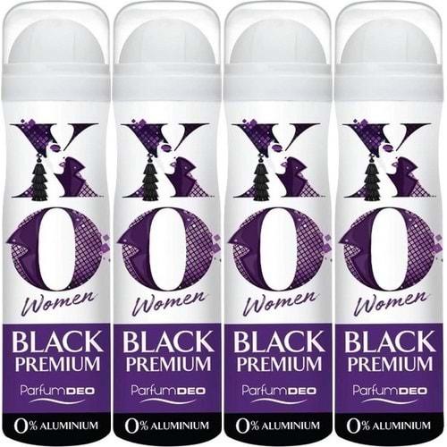 XO Deodorant 150ML Women-Kadın Black Premium (4 Lü Set)